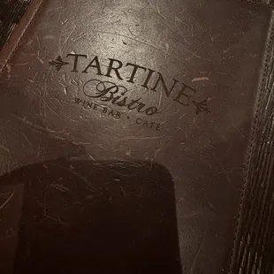 Leather cocktail and wine menu