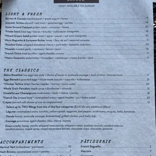 Brunch Menu