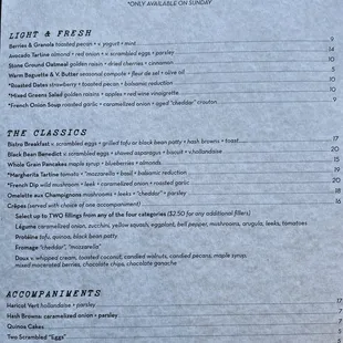 Vegan Brunch Menu (Sunday&apos;s only)