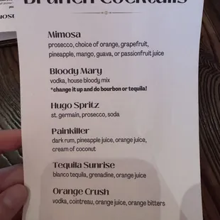 Brunch cocktails