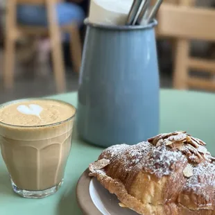 Cappuccino and almond croissant