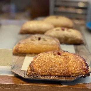 a variety of pastries on display