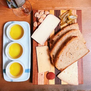 Cheese plate &amp; olive oil flight