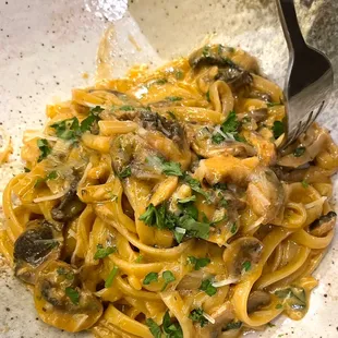 Miso mushroom pasta