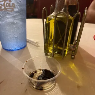 No dish for the oil and balsamic vinegar.