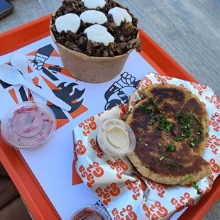 Shawarma bowl and Hawawshi