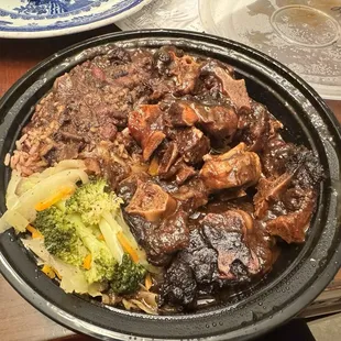 Oxtail with rice &amp; peas extra gravy on the rice