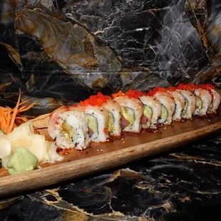 Angry Bird Roll lined up on our plate and ready to be eaten