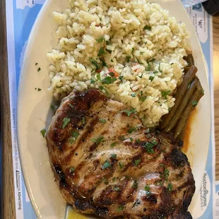 Lamb chops Greek style with rice pilaf