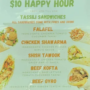 Happy hour sandwiches