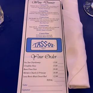 menu