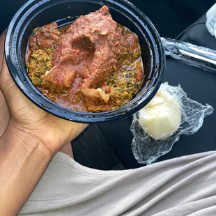 Pounded Yam with Fish Egusi