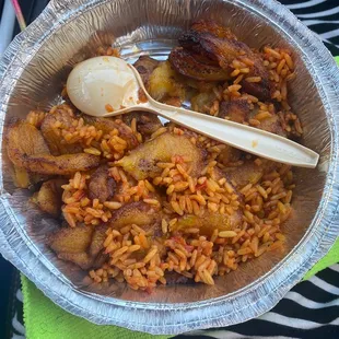 Plantains with Jollof Rice