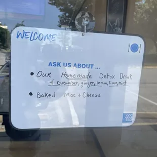 a sign in the window of a business