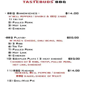 Popup Menu for January / February 2024 Tracy, Ca