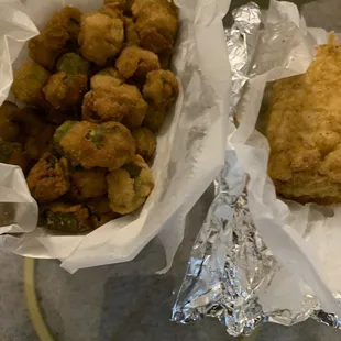 Fried Okra and Deep Fried Corn on the Cob