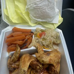 Tasty Sweet &amp; Spicy Whole Wings w/ Candied Yams &amp; Cabbage &amp; cornbread