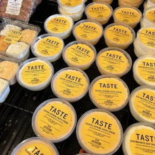 a display of tasty cheeses and pastries