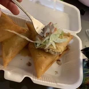 Chicken Samosa and slaw