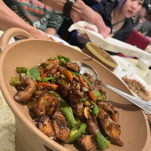 Intestine over  hot clay pot