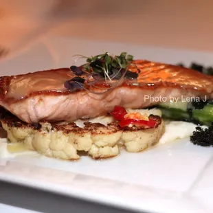 Faroe Islands Salmon ($36) cauliflower / fresno chilis / broccolini / beurre blanc