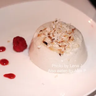 Vegan Coconut Panna Cotta ($10) coconut milk / toasted coconut / berries. It's nice; not too sweet