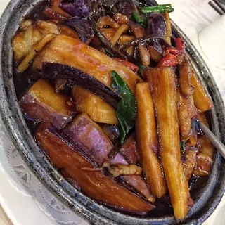 Eggplant with Garlic Sauce in Casserole