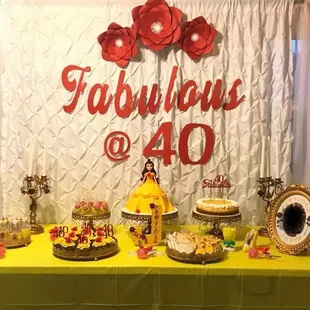 a yellow table with a yellow tablecloth
