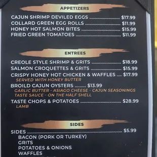 Brunch menu