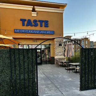 Entrance with outdoor seating view of right side