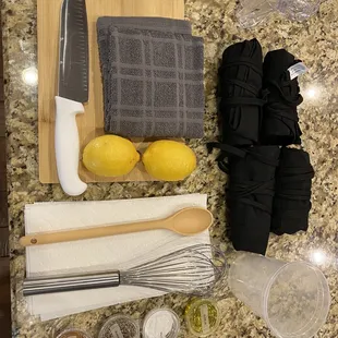 Station set up for cooking class