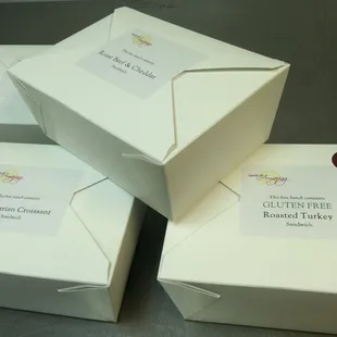 Boxed Lunches - perfect for corporate lunches.  Also available in gluten-free and vegetarian options.