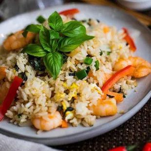 Basil Fried Rice with Shrimp