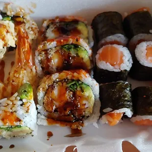Salmon roll and tempura roll - my faves!