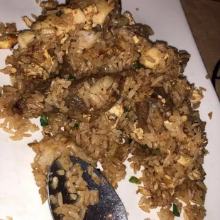 Combo fried rice with chicken and beef
