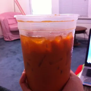 Their Thai iced tea to go!! They put it in a huge container for only $2.98!!