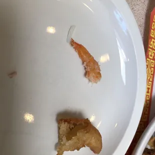 Very old dry shrimp inside the thick batter