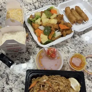 Chicken Pad Thai, Sweet and Sour Chicken, &amp; Egg rolls!