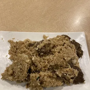 Fried Rice with Beef - looks like mush