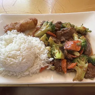 Broccoli beef lunch plate