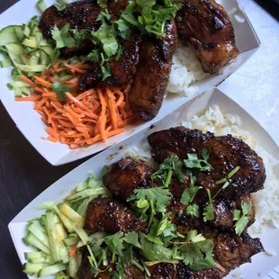 Viet style pork chops over jasmine rice