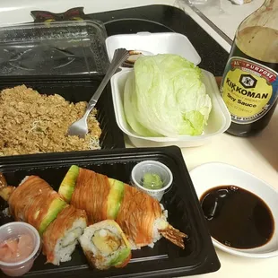 Lettuce wraps were ok... NY roll was good.