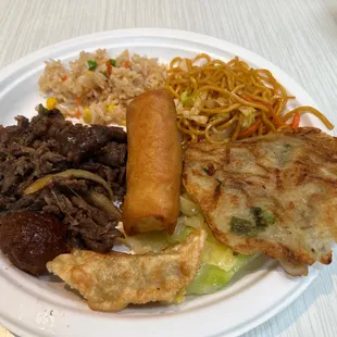 a plate of asian food