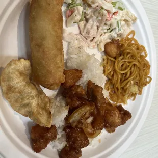 a plate of asian food