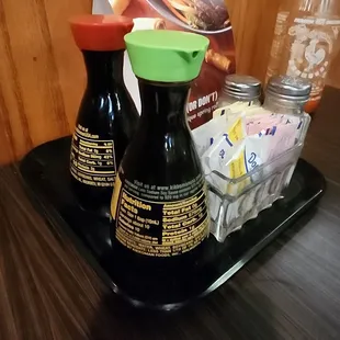 a variety of items on a tray