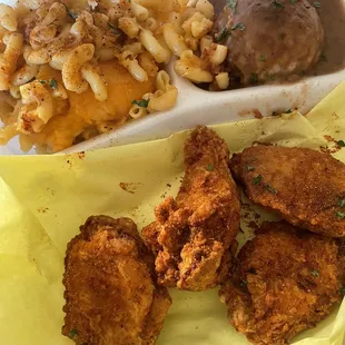 #1. Chicken Plate 5 Pieces and 2 Sides is .. Rice and Gravy Mac &apos;n&apos; Cheese is soo good