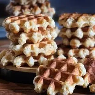 a stack of waffles
