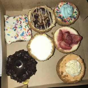 Cheesecake, chocolate torte, confetti brownie