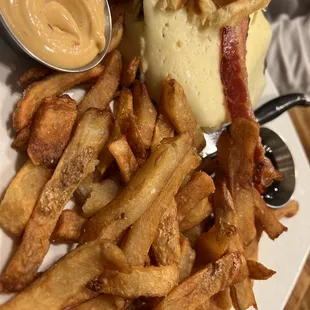 Brunch Burger (waffle "buns" with Havarti cheese, eggs, bacon, burger)