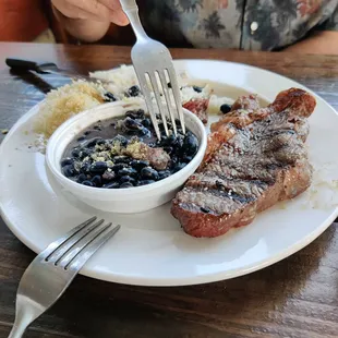 a plate of food and a fork